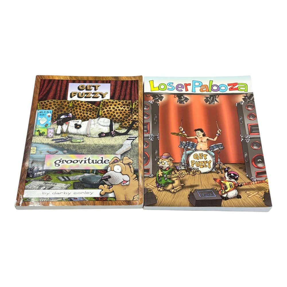 Darby Conley Lot 2 Loser Palooza & Groovitude PB Book Get Fuzzy Comic Strip